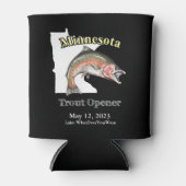 Custom Lake/Date Minnesota Trout Opener Dunkel Dosenkühler (Vorderseite)