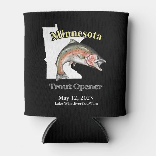 Custom Lake/Date Minnesota Trout Opener Dunkel Dosenkühler (Vorderseite)
