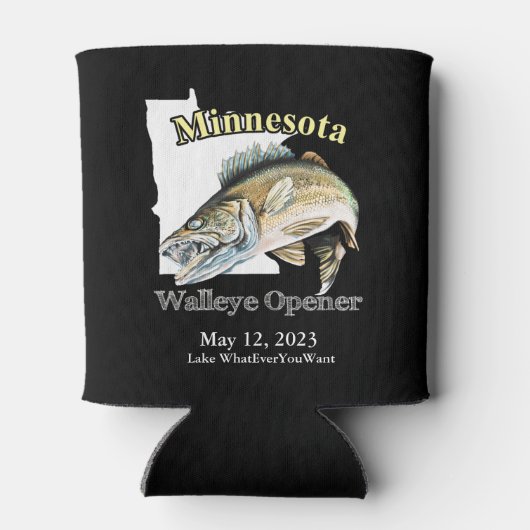 Custom Lake/Date Minnesota Walleye Opener Dark Dosenkühler (Rückseite)