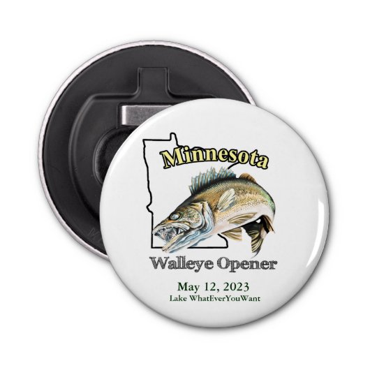 Custom Lake/Date Minnesota Walleye Opener Flaschenöffner (Vorderseite)