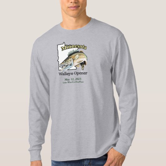 Custom Lake/Date Minnesota Walleye Opener T - Shir T-Shirt (Vorderseite)