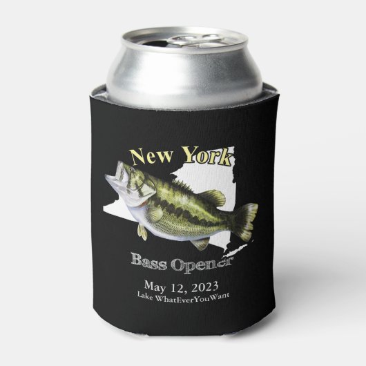 Custom Lake/Date New York Bass Opener Dark Dosenkühler (Kanne Vorderseite)