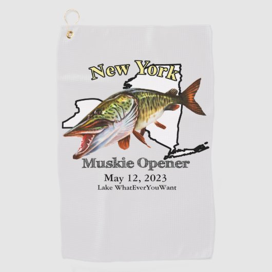 Custom Lake/Date New York Muskie Fischen Handtuch (Vorderseite)