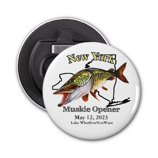 Custom Lake/Date New York Muskie Opener Flaschenöffner (Vorderseite)