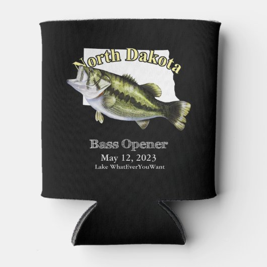 Custom Lake/Date North Dakota Bass Opener Dark Dosenkühler (Vorderseite)