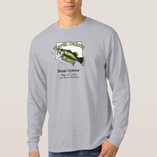 Custom Lake/Date North Dakota Bass Opener Light T-Shirt