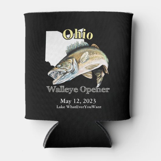 Custom Lake/Date Ohio Walleye Opener Dark Dosenkühler (Vorderseite)