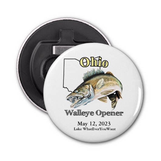 Custom Lake/Date Ohio Walleye Opener Flaschenöffner (Vorderseite)