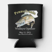 Custom Lake/Date Pennsylvania Walleye Opener Dark Dosenkühler (Vorderseite)