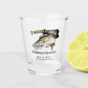 Custom Lake/Date Pennsylvania Walleye Opener Schnapsglas