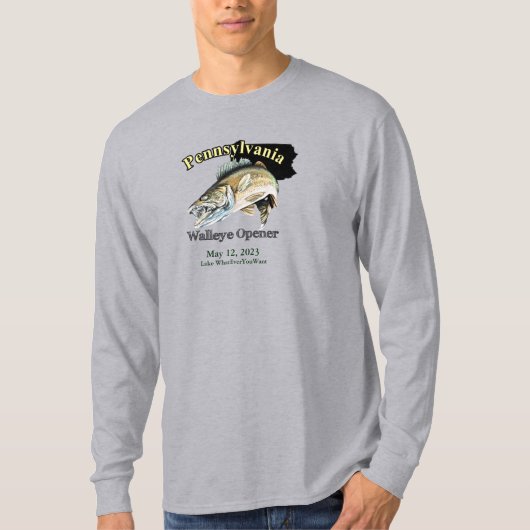 Custom Lake/Date Pennsylvania Walleye Opener T-Shirt (Vorderseite)