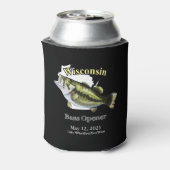 Custom Lake/Date Wisconsin Bass Opener Dark Dosenkühler (Kanne Rückseite)