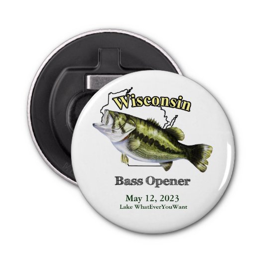 Custom Lake/Date Wisconsin Bass Opener Flaschenöffner (Vorderseite)