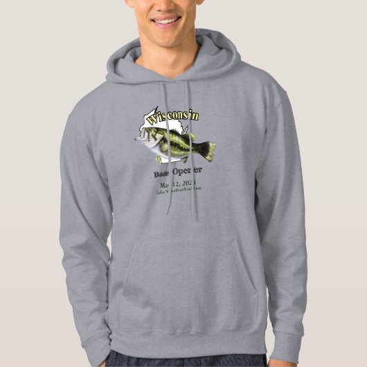 Custom Lake/Date Wisconsin Bass Opener Light Hoodie (Vorderseite)