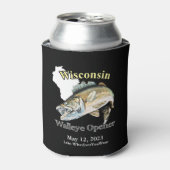 Custom Lake/Date Wisconsin Walleye Opener Dark Dosenkühler (Kanne Vorderseite)