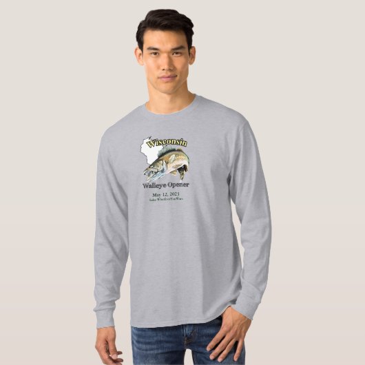 Custom Lake/Date Wisconsin Walleye Opener T - Shir T-Shirt (Vorne ganz)