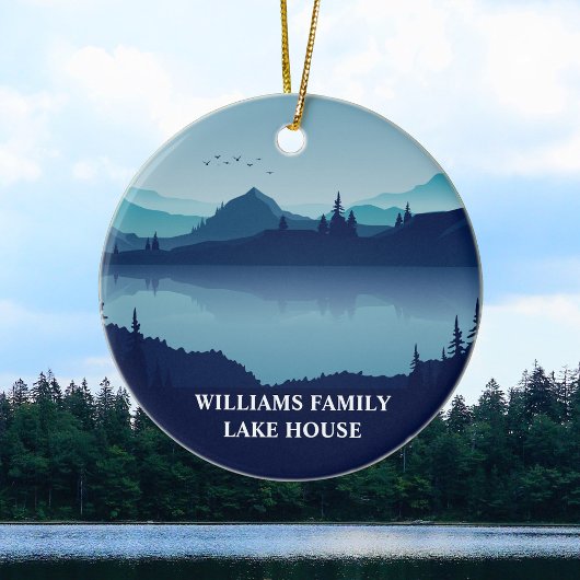 Custom Lake House Family Zuhause Blue Keramik Ornament