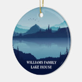 Custom Lake House Family Zuhause Blue Keramik Ornament (Links)