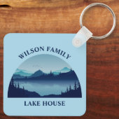 Custom Lake House Family Zuhause Blue Schlüsselanhänger (Rückseite)