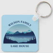 Custom Lake House Family Zuhause Blue Schlüsselanhänger (Rückseite)