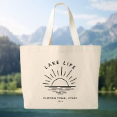 Custom Lake Life Sunset Minimalistisch Modern Boho Jumbo Stoffbeutel