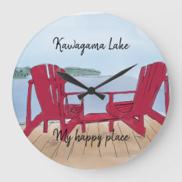 Custom Lake View “‘My Happy Place Große Wanduhr
