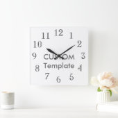 Custom Large 10.75" Square Wall Clock CASLON OPEN Quadratische Wanduhr (Zuhause)