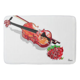 Custom Large Bath Mat Violin mit Rose Badematte