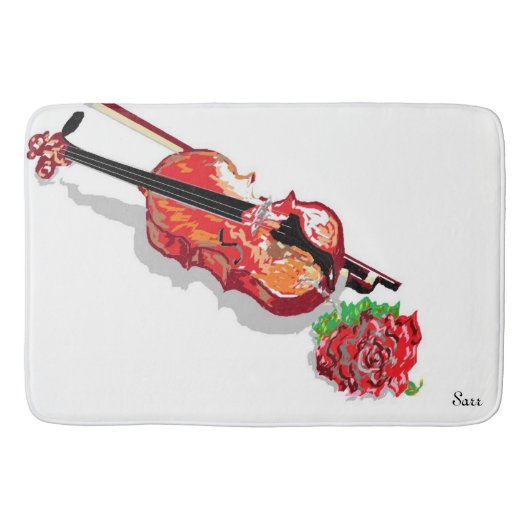 Custom Large Bath Mat Violin mit Rose Badematte (Vorderseite)
