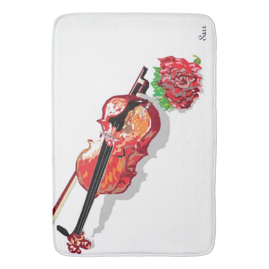 Custom Large Bath Mat Violin mit Rose Badematte (Vorderseite Vertikal)
