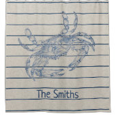 Custom Large Blue Crab Crustacean Illustration Duschvorhang (Vorderseite)