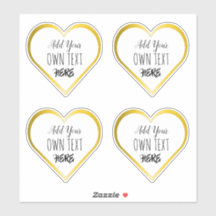 Custom Large Clear Gold Heart Stickers