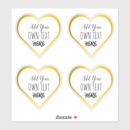 Custom Large Clear Gold Heart Stickers Aufkleber (Blatt)