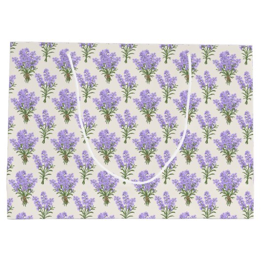 Custom Large Paper Bag with Lavender Pattern Große Geschenktüte (Rückseite)