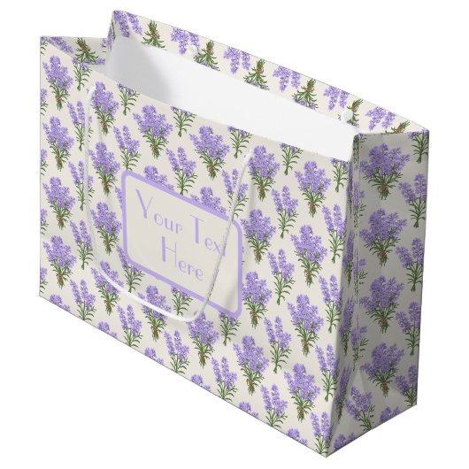 Custom Large Paper Bag with Lavender Pattern Große Geschenktüte (Vorderseite Schrägansicht)