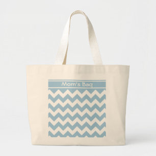 Custom Large Tote Bag, Blue and White Chevrons Jumbo Stoffbeutel