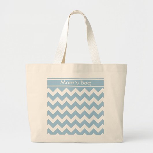 Custom Large Tote Bag, Blue and White Chevrons Jumbo Stoffbeutel (Vorne)