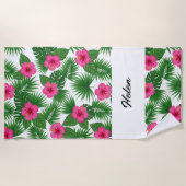 Custom Large Tropical Flower Beach Towel for Her Strandtuch (Vorderseite)