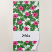 Custom Large Tropical Flower Beach Towel for Her Strandtuch (Vorderseite)