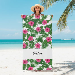 Custom Large Tropical Flower Beach Towel for Her Strandtuch