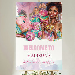 Custom Las Vegas Bachelorette Welcome Afro Girl Poster