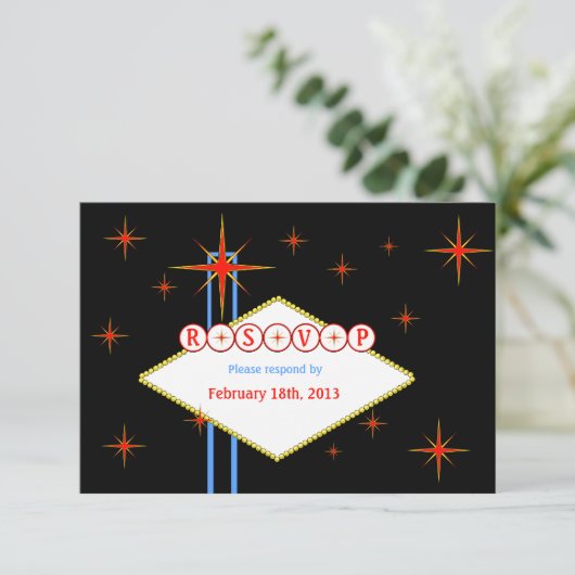 Custom Las Vegas Nights Marquee Response Card RSVP Karte (Stehend Vorderseite)