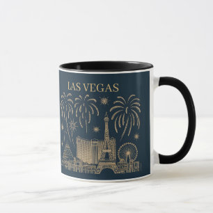 Custom Las Vegas Skyline Gold Line Art Vintag Tasse