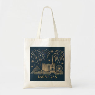 Custom Las Vegas Skyline Gold Line Art Vintag Tragetasche