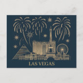 Custom Las Vegas Skyline Gold Line Kunst-Reise Postkarte (Vorderseite)