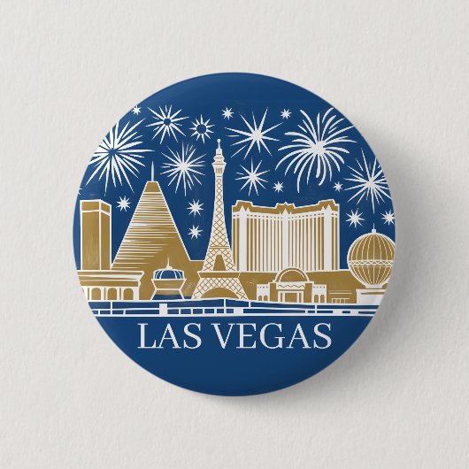 Custom Las Vegas Strip Skyline Minimalist Golden Button (Vorderseite)