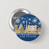 Custom Las Vegas Strip Skyline Minimalist Golden Button (Vorne & Hinten)
