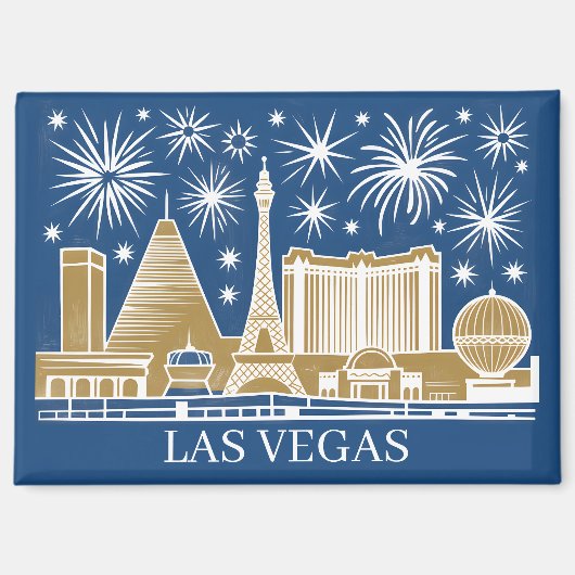 Custom Las Vegas Strip Skyline Minimalist Golden Magnet (Vorderseite)