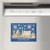 Custom Las Vegas Strip Skyline Minimalist Golden Magnet (In Situ (Geschirrspüler))