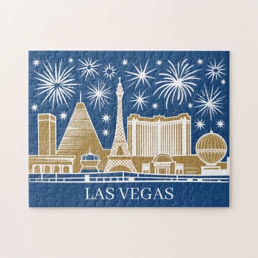 Custom Las Vegas Strip Skyline Vintage Cityscape Puzzle (Horizontal)